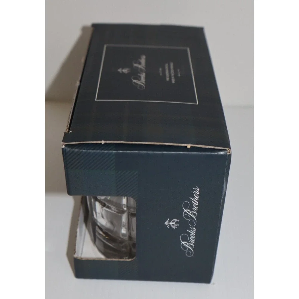 NEW IN BOX BROOKS BROTHERS Set of 2 Double Old Fashioned Whiskey Crystal Glasses
